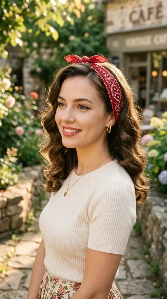 Bandana Hairstyles: Trendy & Easy Looks You Need to Try in 2026 bandana hairstyle with retro waves 202605131141 optimized (1)