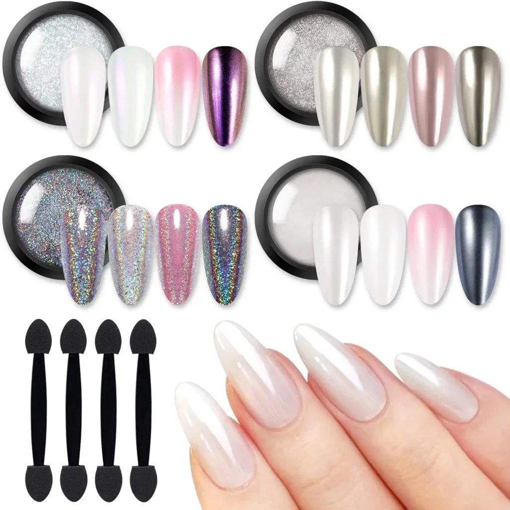 Pearl Chrome Nail Ideas: Elegant Glossy Manicure Trends You Need to Try born pretty pearl chrome powder optimized
