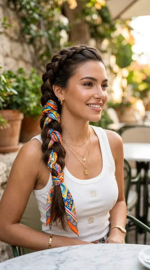 Bandana Hairstyles: Trendy & Easy Looks You Need to Try in 2026 braid hairstyle with colorful ba… 202605131206 optimized