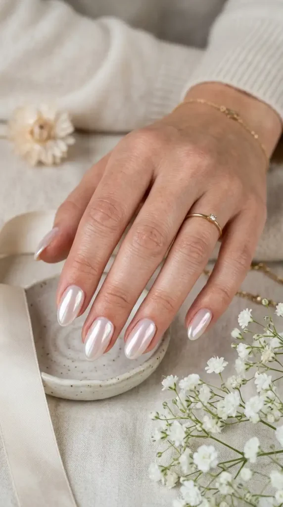 Pearl Chrome Nail Ideas: Elegant Glossy Manicure Trends You Need to Try glazed donut pearl chrome nails 202605111414 optimized