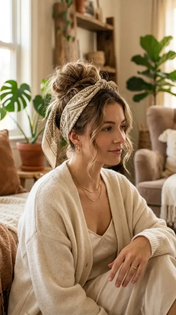 Bandana Hairstyles: Trendy & Easy Looks You Need to Try in 2026 messy bun with bandana 202605131136 optimized
