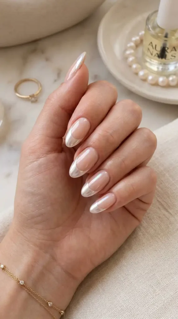 Pearl Chrome Nail Ideas: Elegant Glossy Manicure Trends You Need to Try pearl chrome french tip nails 202605111411 optimized
