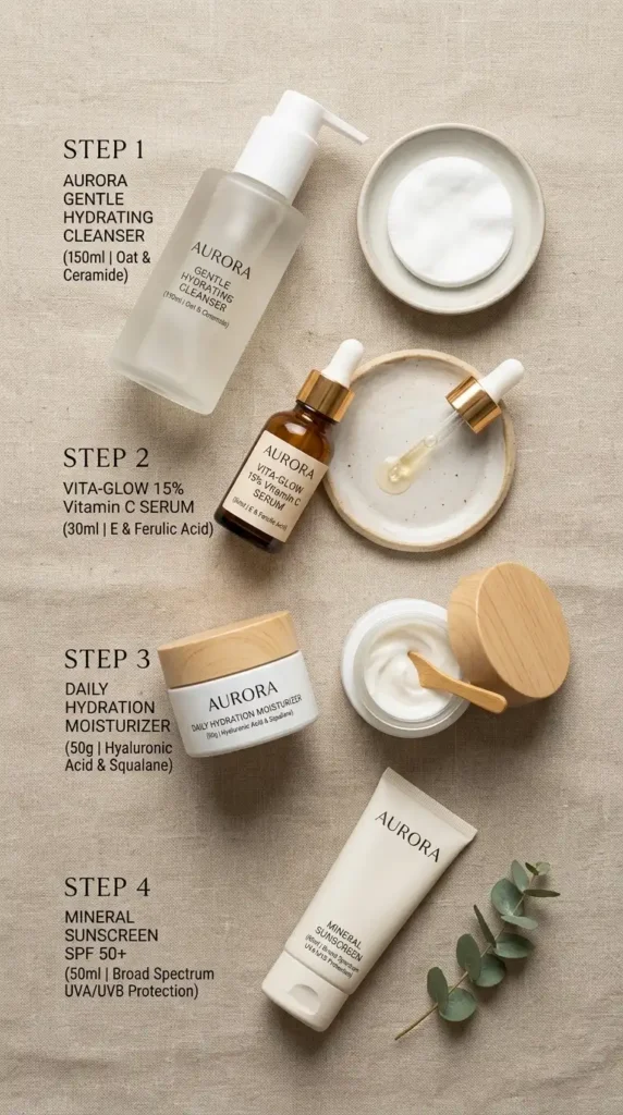 skincare routine flat lay beige 202605070445 optimized