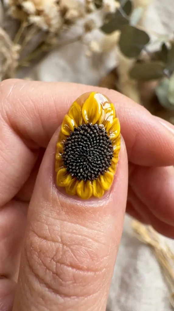 3D Sunflower Nail Designs: 15 Stunning Ideas and Step-by-Step Guide sunflower nail center detailed p… 202605071158 optimized