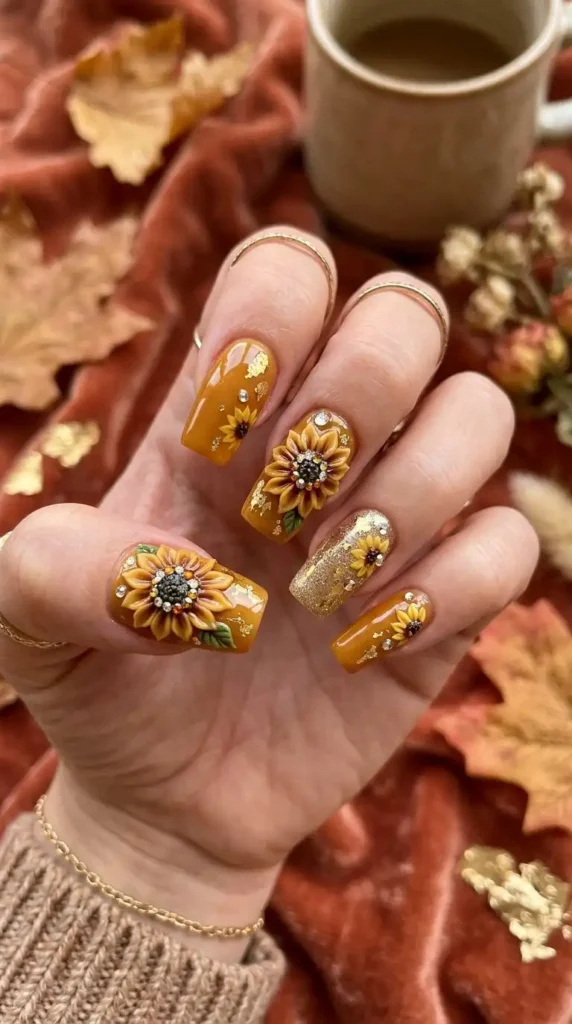 3D Sunflower Nail Designs: 15 Stunning Ideas and Step-by-Step Guide sunflower nails with rhinestones 202605071205 optimized