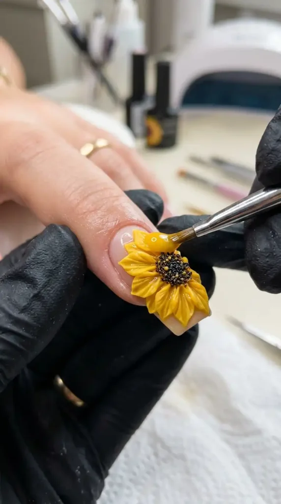 3D Sunflower Nail Designs: 15 Stunning Ideas and Step-by-Step Guide sunflower petals sculpted on nails 202605071156 optimized