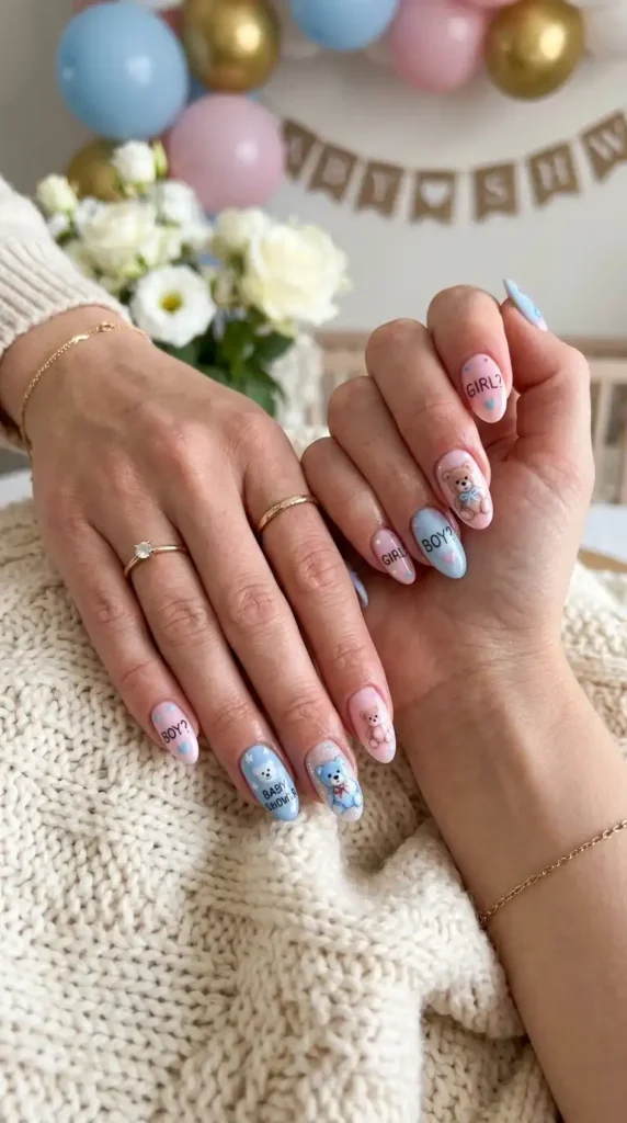 Gender Reveal Nail Designs: 20 Creative Ideas for the Perfect Celebration teddy bear gender reveal nail 202605081313 optimized
