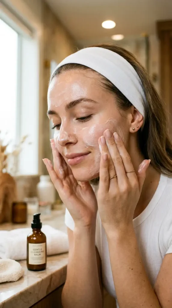 How to Prep Your Skin Before Makeup for a Smooth, Flawless Finish woman cleansing face with cleanser 202605111712 optimized