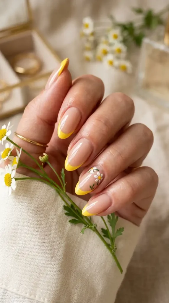Yellow Nail Ideas: 20 Trendy Designs That Brighten Every Season yellow french tip nails floral 202605100942 optimized
