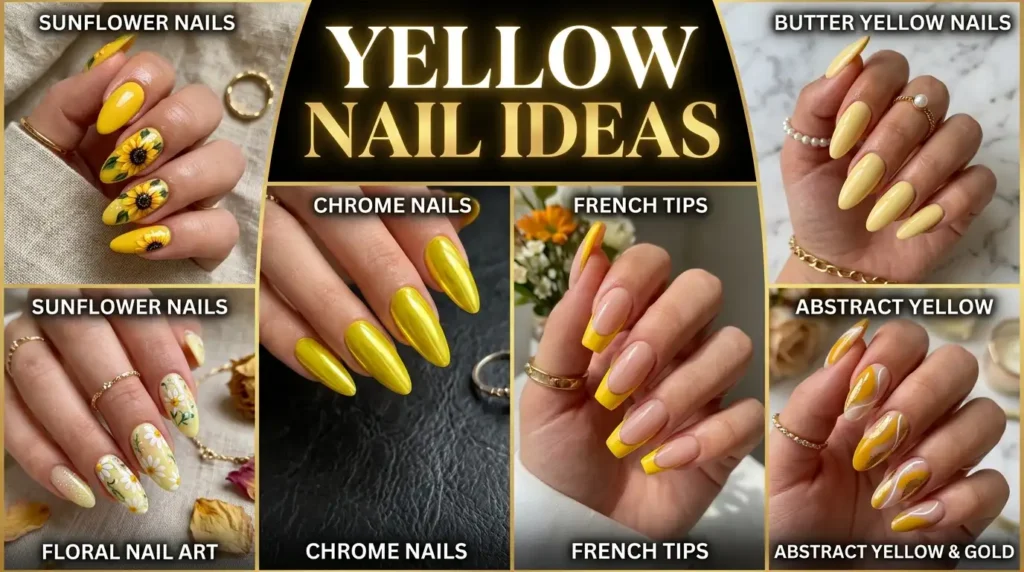 Yellow Nail Ideas: 20 Trendy Designs That Brighten Every Season yellow nail ideas collage 202605100936 optimized