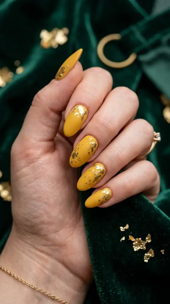 Yellow Nail Ideas: 20 Trendy Designs That Brighten Every Season yellow nails with gold foil 202605101944 optimized