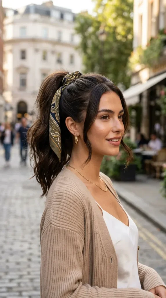 Hair Accessories Tutorial: Easy Ways to Style Clips, Claw Clips, Bows & Headbands compressed bandana ponytail hairstyle gloss… 202605181500