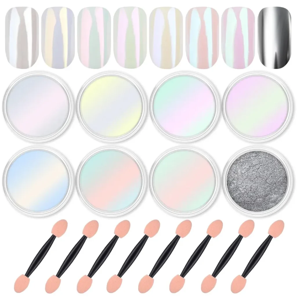 Graduation Nail Ideas 2026: Trendy Nail Designs That Will Make Your Graduation Photos Look Stunning compressed beetles pearl chrome nail powder kit