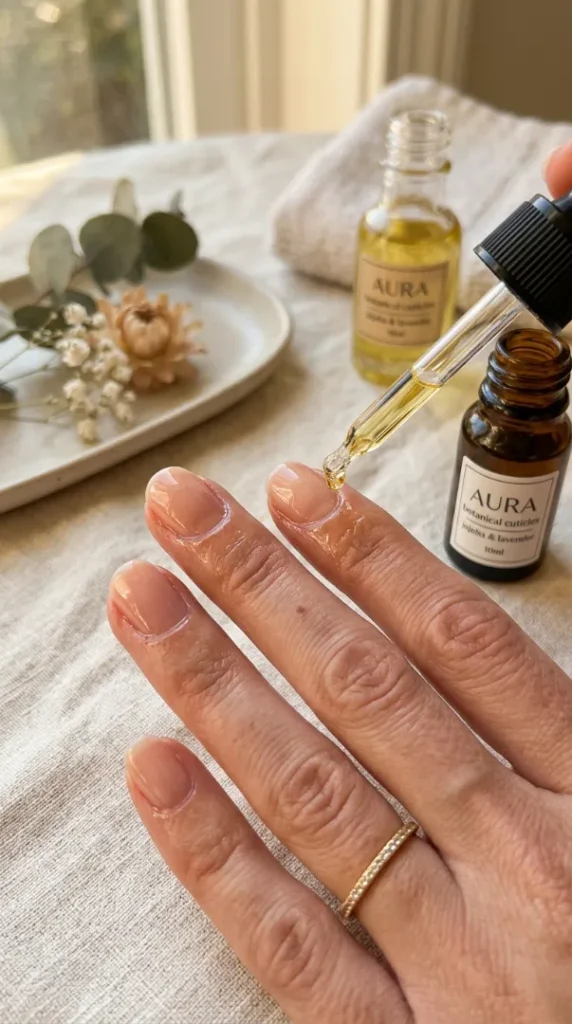 Nail Care at Home: The Complete Guide to Healthy, Strong & Beautiful Nails compressed cuticle oil applied to nails 202605160951