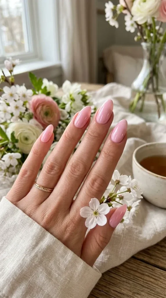 May Nail Ideas 2026: Trendy Spring Nail Designs Everyone Wants to Try compressed pink almond nails glossy finish 202605151242 (1)