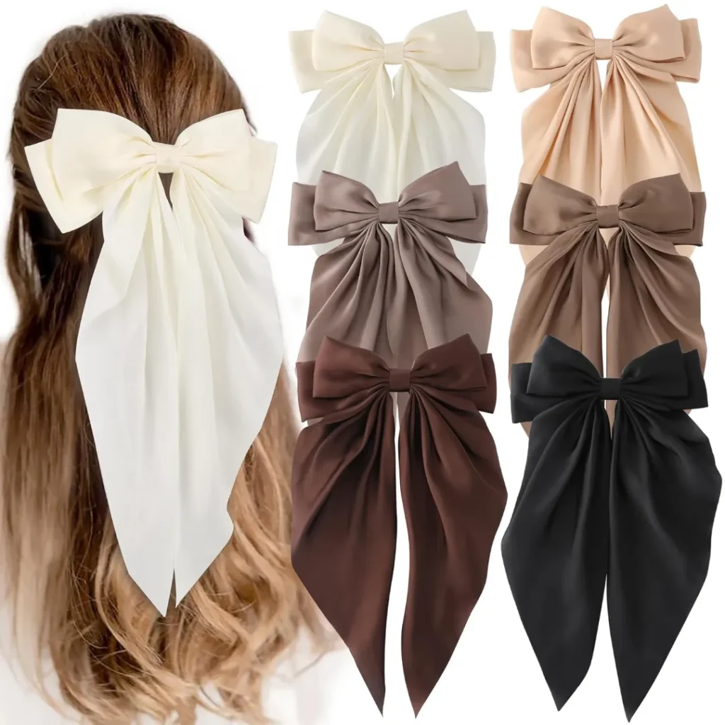 Hair Accessories Tutorial: Easy Ways to Style Clips, Claw Clips, Bows & Headbands compressed satin ribbon bow hair accessories