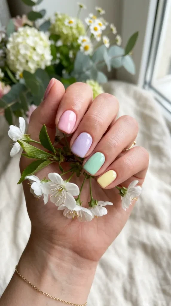 May Nail Ideas 2026: Trendy Spring Nail Designs Everyone Wants to Try compressed short glossy spring nails pastel 202605151343