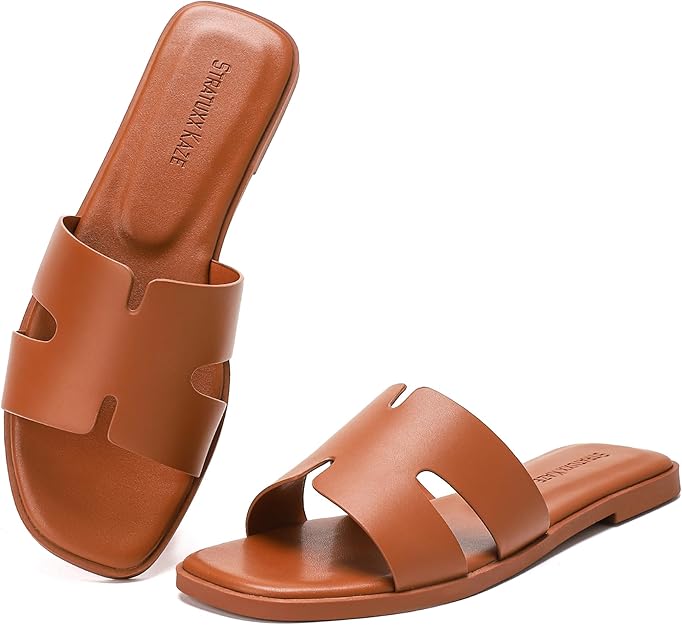 neutral leather sandals