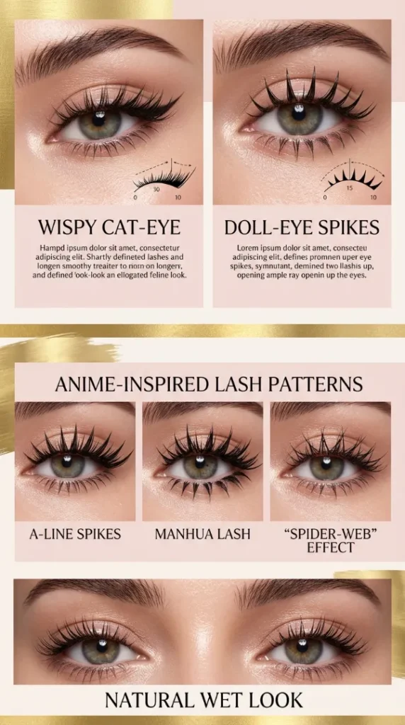 Wet Set Lash Extensions: The Ultimate 2026 Guide to the Viral Wispy Lash Trend compressed lash mapping styles collage 202606031226