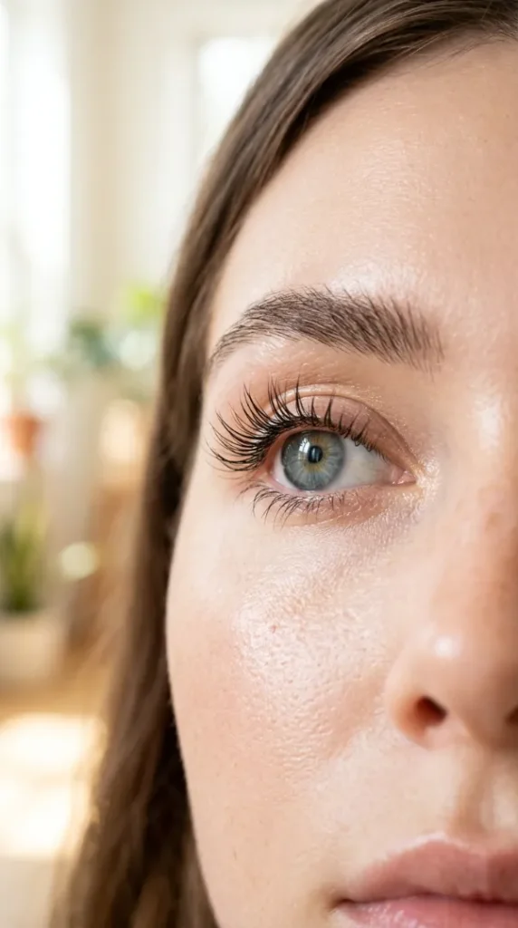 Wet Set Lash Extensions: The Ultimate 2026 Guide to the Viral Wispy Lash Trend compressed lashes with dewy skin glow 202606031218