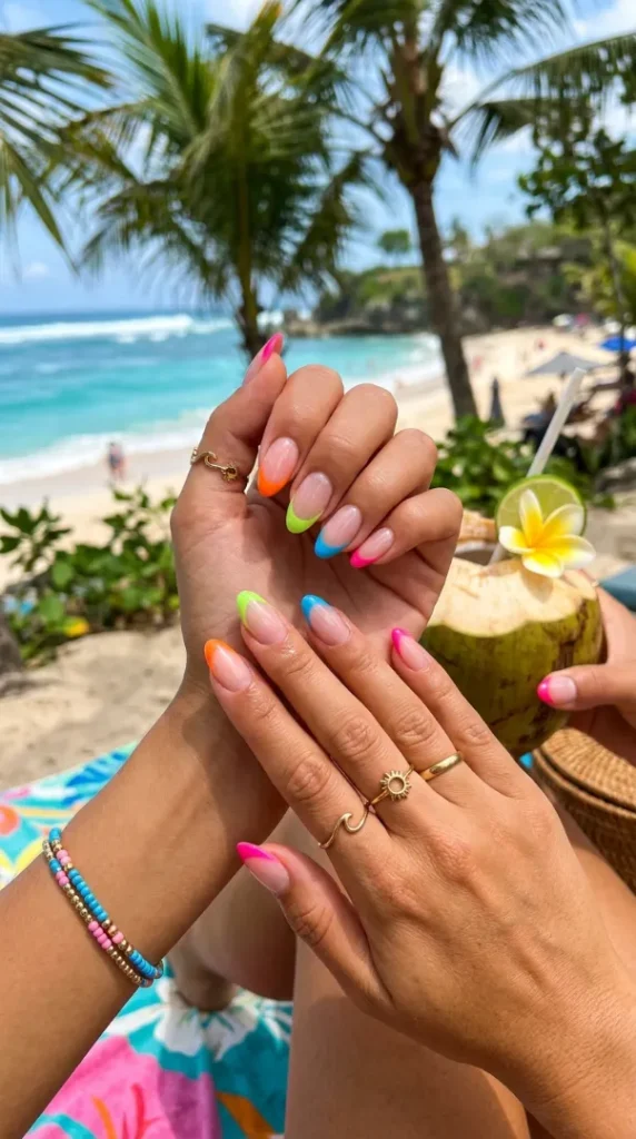 Summer French Tip Nails: 25 Chic & Trendy Nail Ideas for Summer 2026 compressed neon summer french tip nails 202606021555