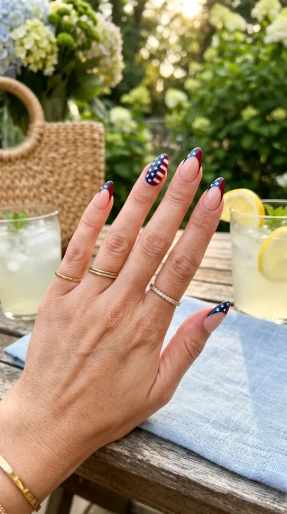 4th of July Nail Art: 25 Festive Red, White & Blue Nail Ideas for 2026 compressed patriotic nail art french tips 202606121046