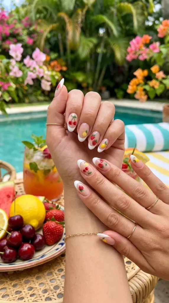 Summer French Tip Nails: 25 Chic & Trendy Nail Ideas for Summer 2026 compressed summer fruit french tip nails 202606021600