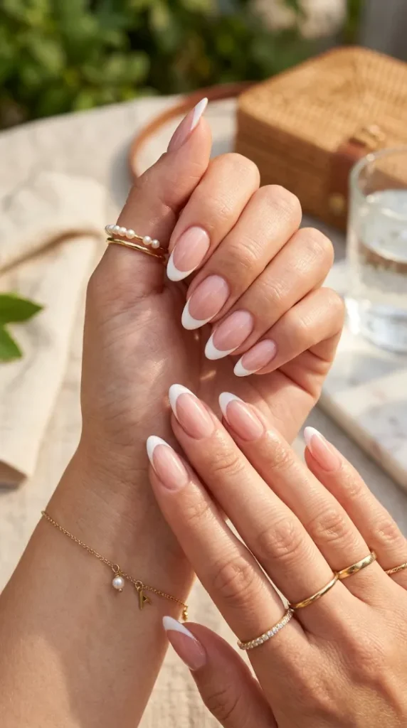 Summer French Tip Nails: 25 Chic & Trendy Nail Ideas for Summer 2026 compressed white french tip nails 202606021554