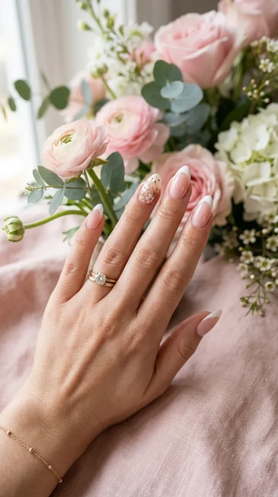 compressed almond nails with floral art 202607261148