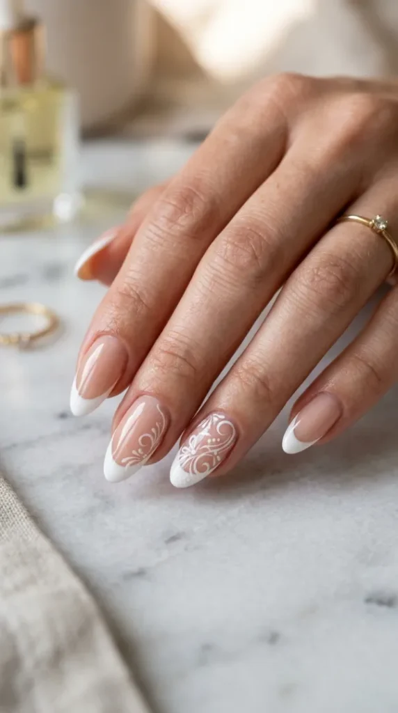 compressed almond white french nails artwork 202607261152