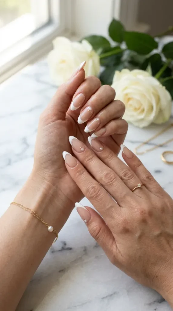 compressed female hands with french tip 202607261140
