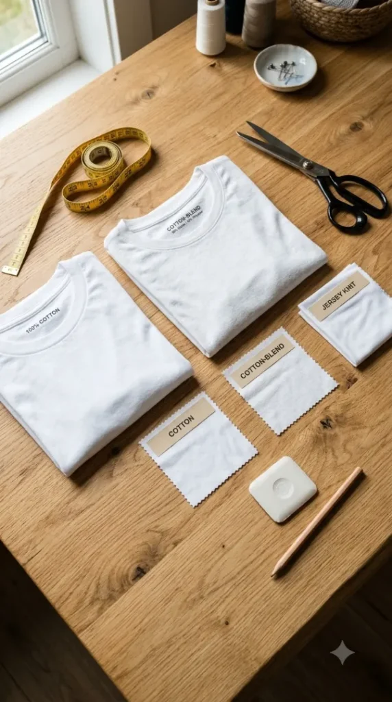 25 Easy T-Shirt Cutting Ideas: Cute DIY Neckline Styles You Can Make in Minutes (2026) compressed folded t shirts fabric swatches … 202607312324