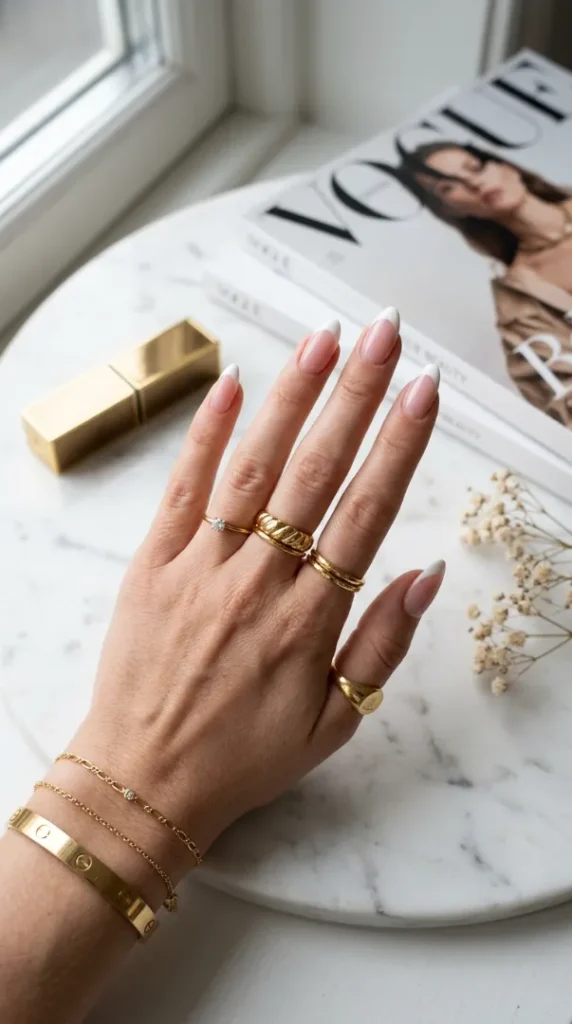 compressed french tip nails luxury jewellery 202607261145