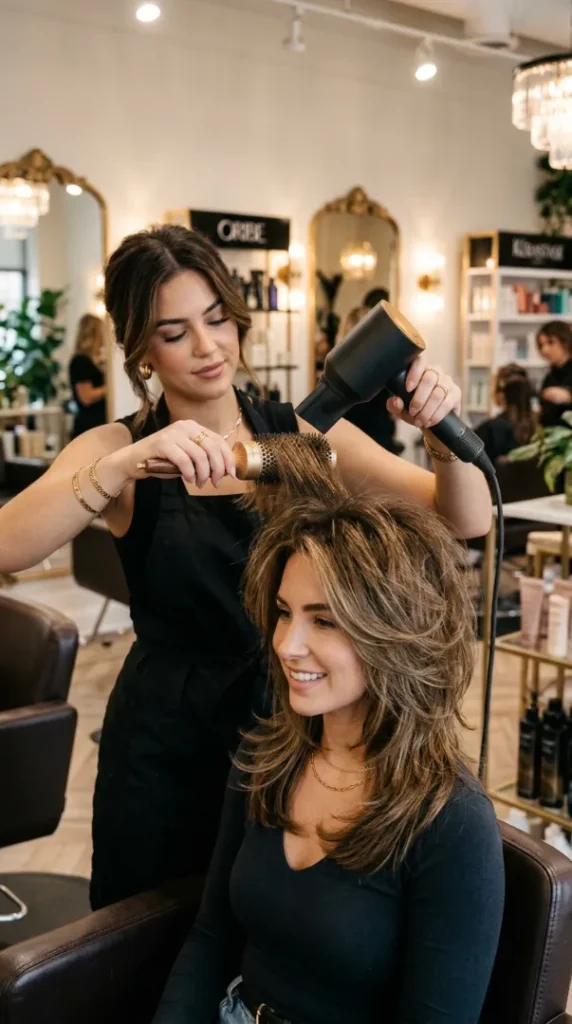 compressed hairstylist blow drying wolf cut 202607211052