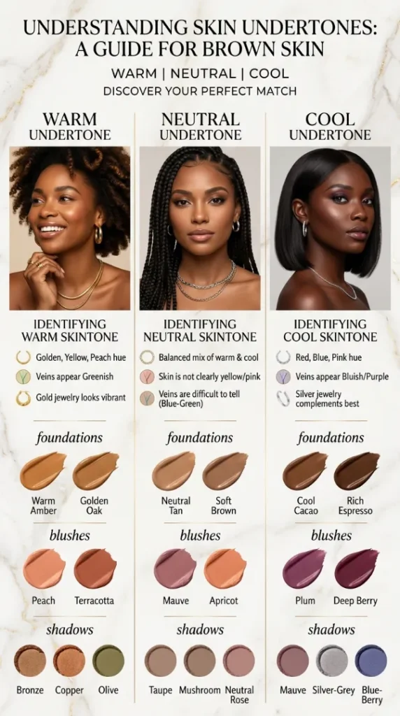 Best Lipstick Shades for Brown Skin (2026): 25 Colors That Actually Flatter Every Undertone compressed infographic showing skin underto… 202607062038
