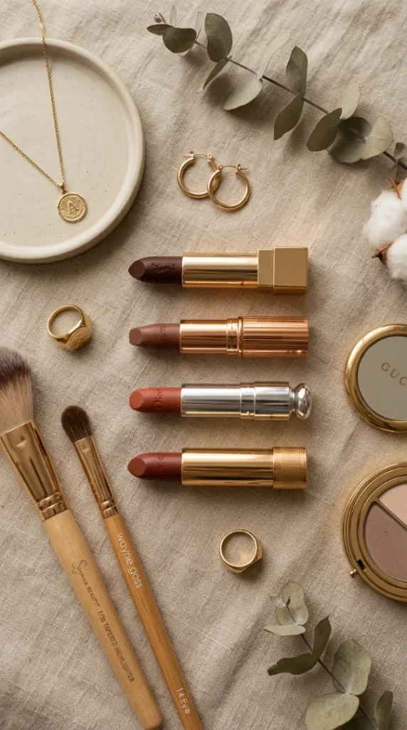 Best Lipstick Shades for Brown Skin (2026): 25 Colors That Actually Flatter Every Undertone compressed lipstick shades with makeup brushes 202607062101
