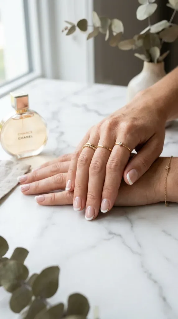 compressed white french tip nails gold 202607261147