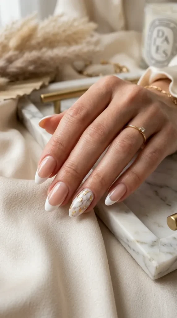 compressed white french tip nails gold 202607261151
