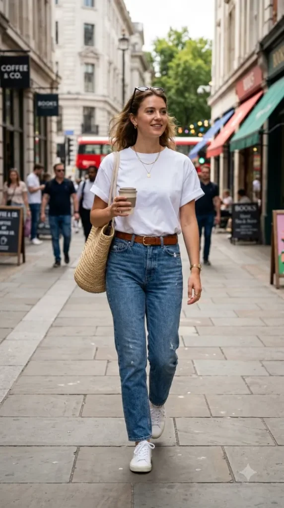 25 Easy T-Shirt Cutting Ideas: Cute DIY Neckline Styles You Can Make in Minutes (2026) compressed woman wearing t shirt jeans 202607312322