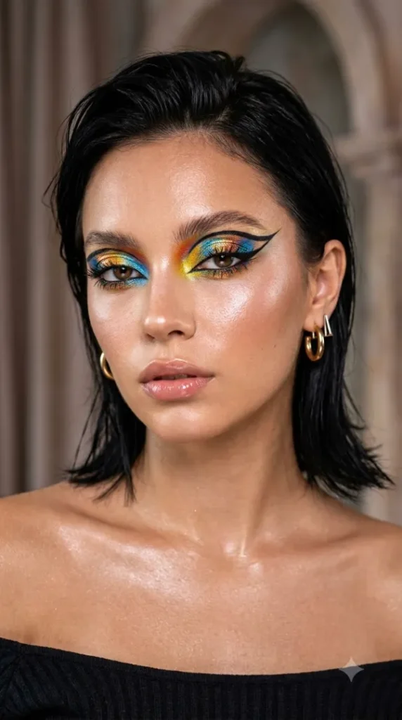 25 Creative Eyeshadow Looks That Instantly Stand Out compressed colorful abstract eyeshadow port… 202608040737
