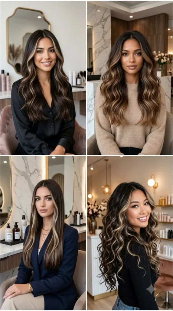 35 Hair Color Ideas You'll Want to Try in 2026: The Best Shades for Every Skin Tone & Eye Color compressed four women with highlights 202608010836