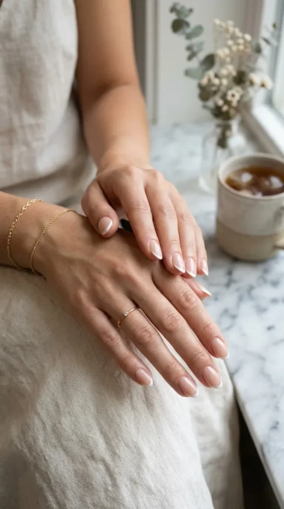 August Nails Ideas 2026: 20 Gorgeous Late-Summer Nail Designs and BIAB Inspiration compressed french tip manicure on nails 202608080922 photoroom