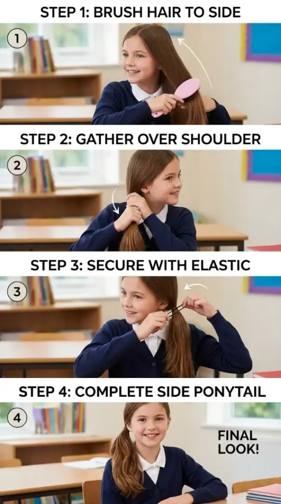 Easy Back-to-School Hairstyles for Kids That Are Cute, Quick & School Ready compressed girl creating side ponytail hair… 202608170735 photoroom