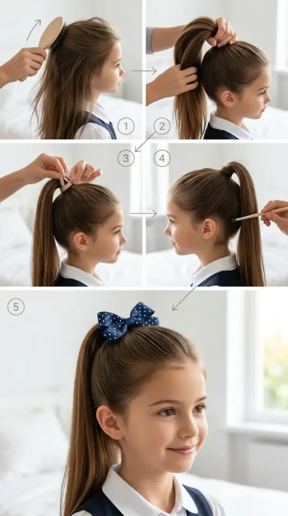 Easy Back-to-School Hairstyles for Kids That Are Cute, Quick & School Ready compressed hairstyle tutorial infographic c… 202608170727 photoroom