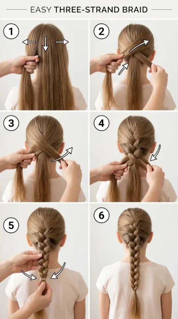 Easy Back-to-School Hairstyles for Kids That Are Cute, Quick & School Ready compressed infographic teaching three stran… 202608170843 photoroom