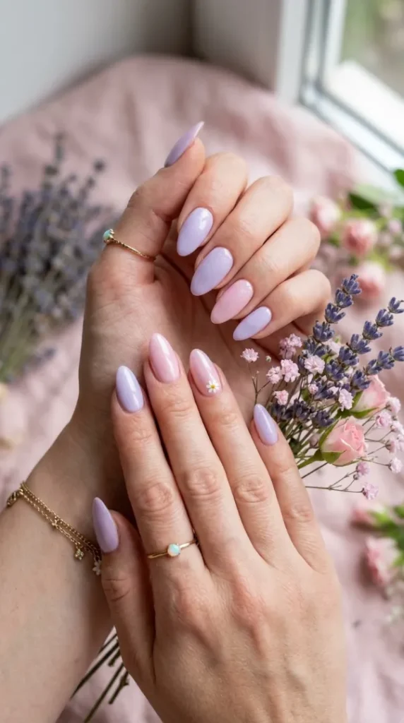 August Nails Ideas 2026: 20 Gorgeous Late-Summer Nail Designs and BIAB Inspiration compressed lavender and pink nail design 202608080906 photoroom