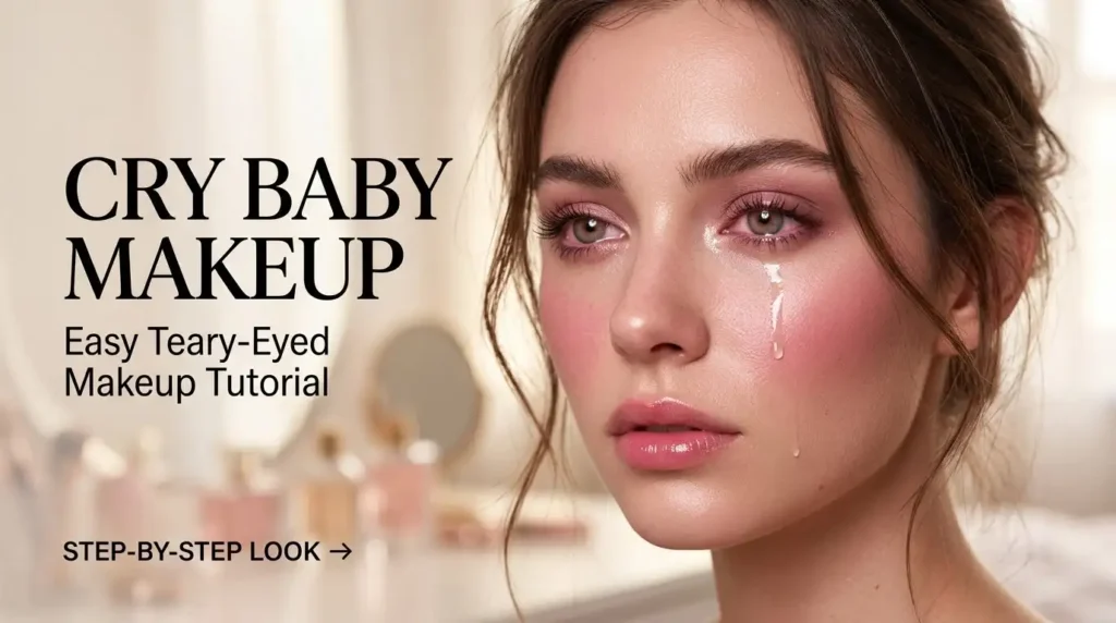Cry Baby Makeup Tutorial: Easy Teary-Eyed Makeup Look compressed woman wearing cry baby makeup 202608261540 photoroom