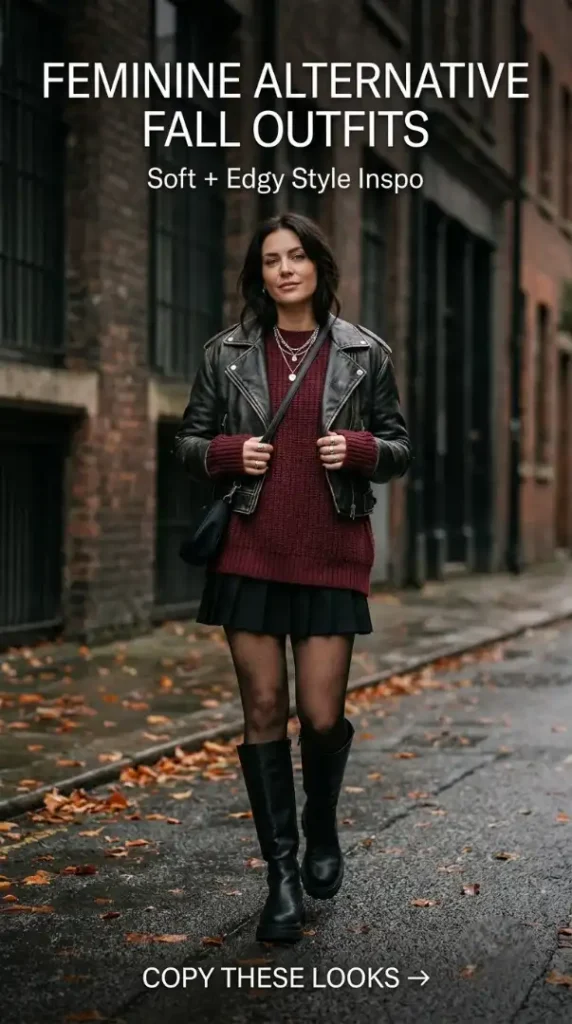 Soft Alternative Outfit Ideas | Indie Grunge & Aesthetic Fall Style Inspo compressed woman wearing fashion outfit on 202609071158 photoroom