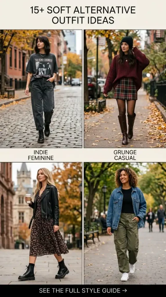 Soft Alternative Outfit Ideas | Indie Grunge & Aesthetic Fall Style Inspo compressed women wearing fall alternative o… 202609071159 photoroom